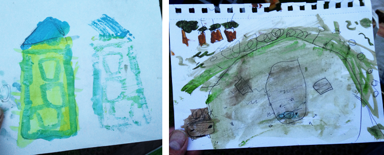 The twins watercolour drawings of our tent